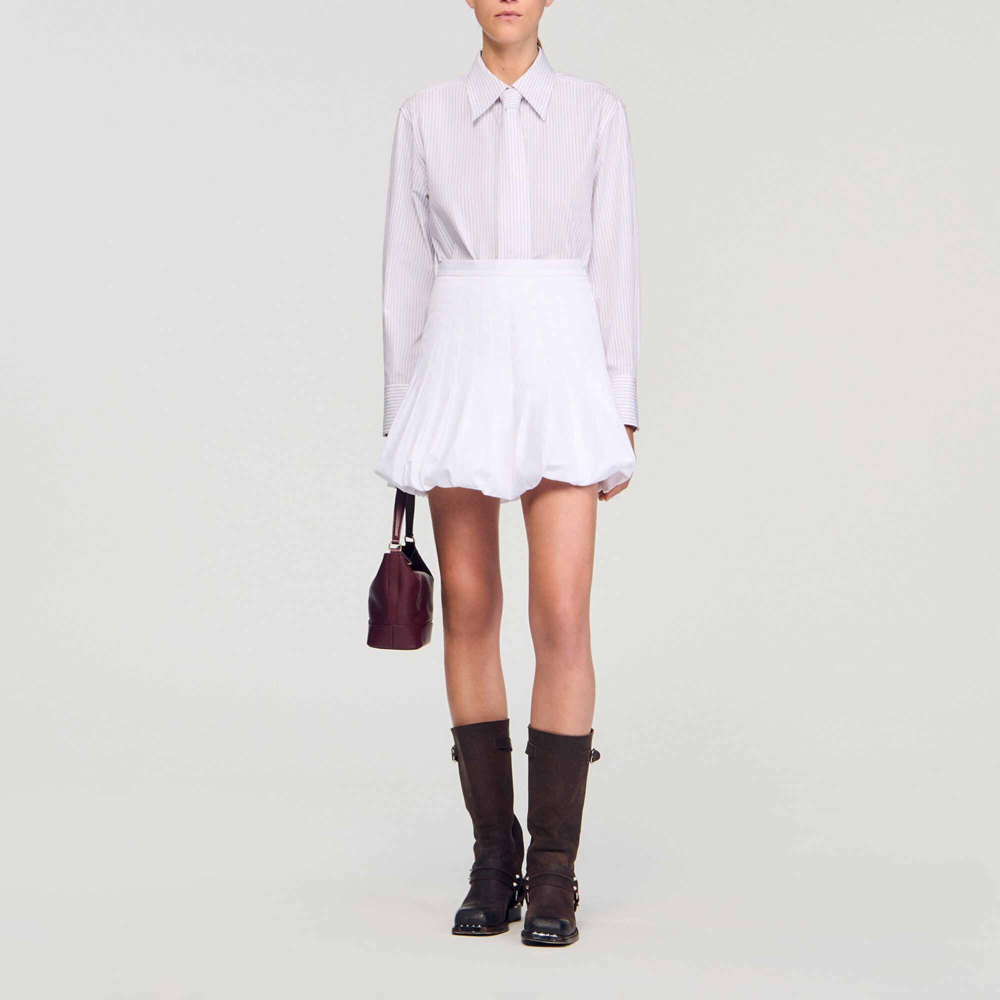 Camicia a righe con cravatta staccabile - Donna | Sandro