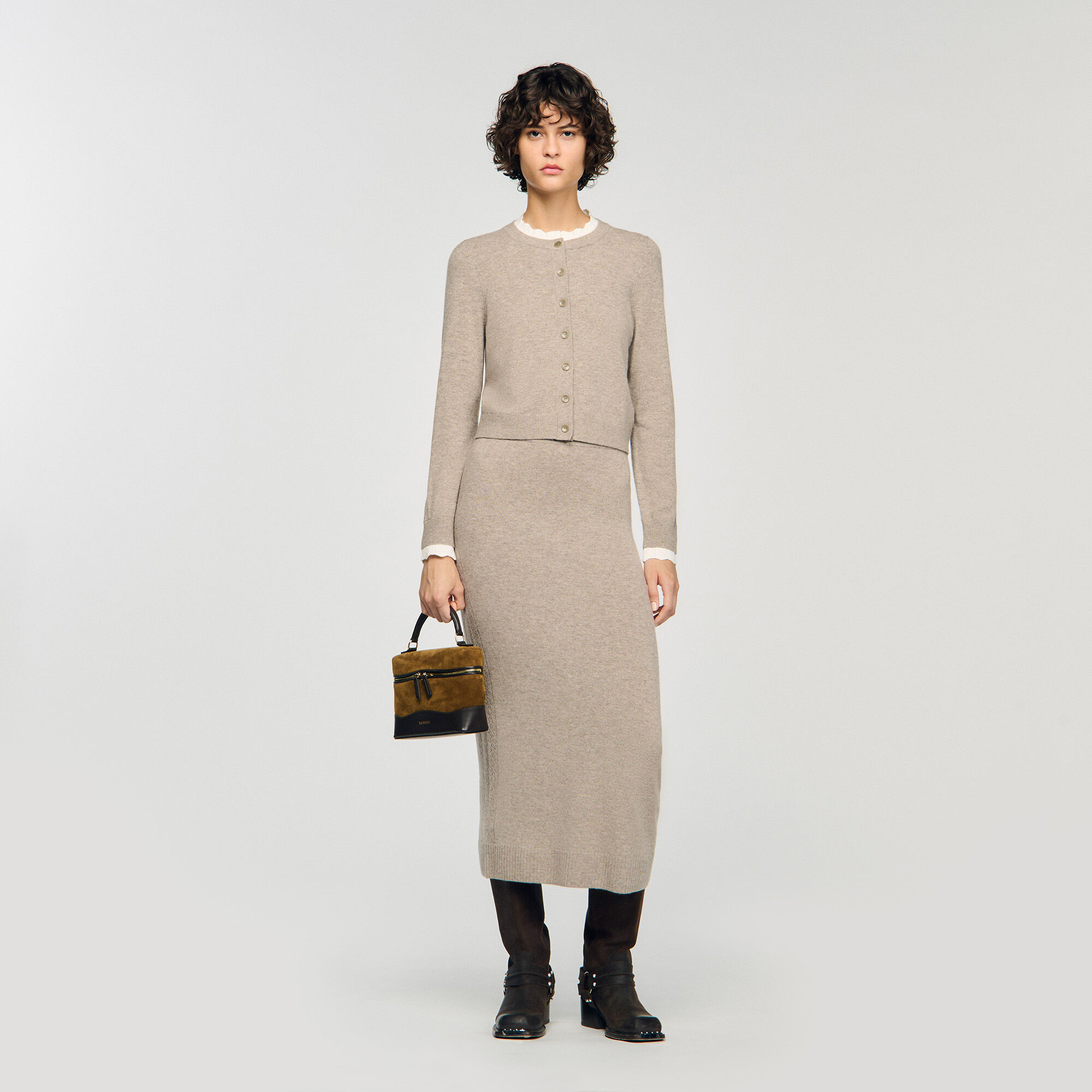 Cardigan con colletto a contrasto