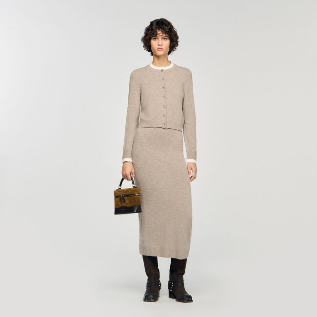 Cardigan con colletto a contrasto