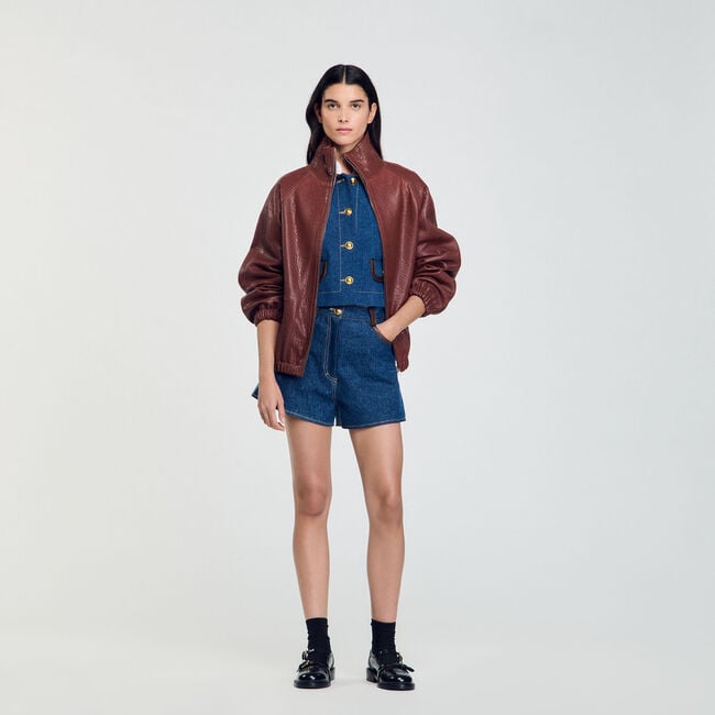 Giubbotto in pelle oversize