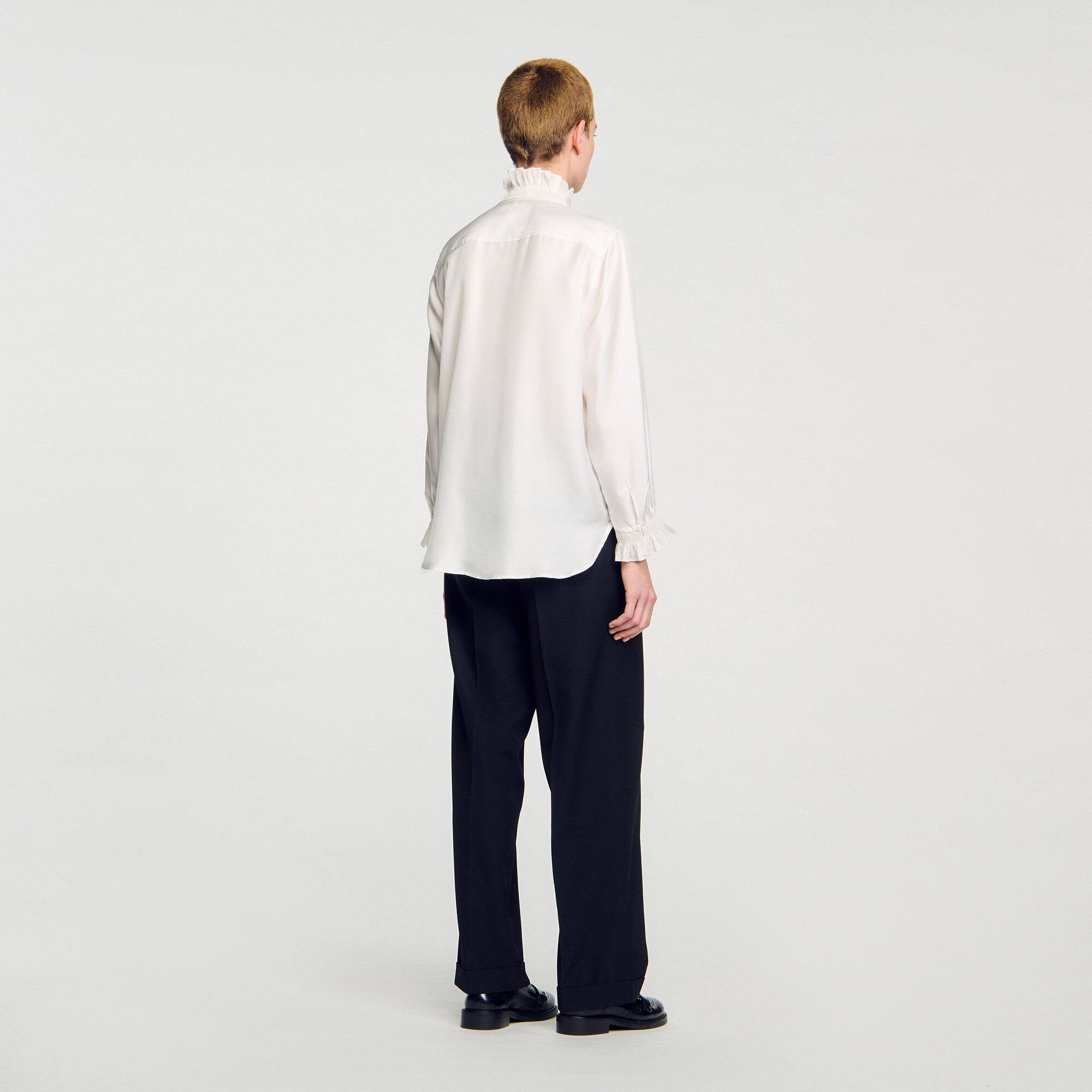 Camicia seta con collo arricciato