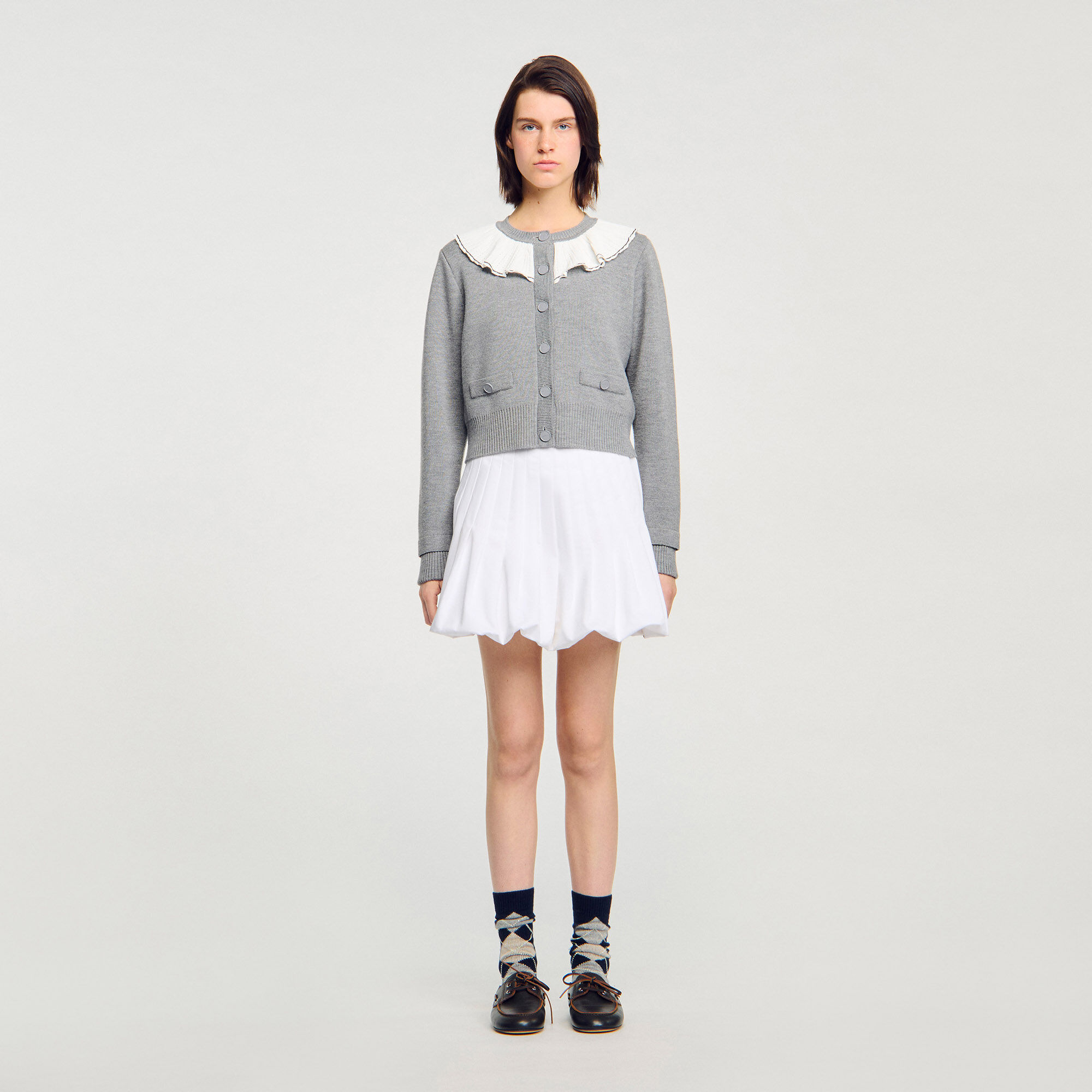 Cardigan con colletto a contrasto