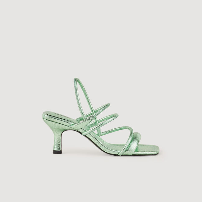 Sandali in pelle metallizzata