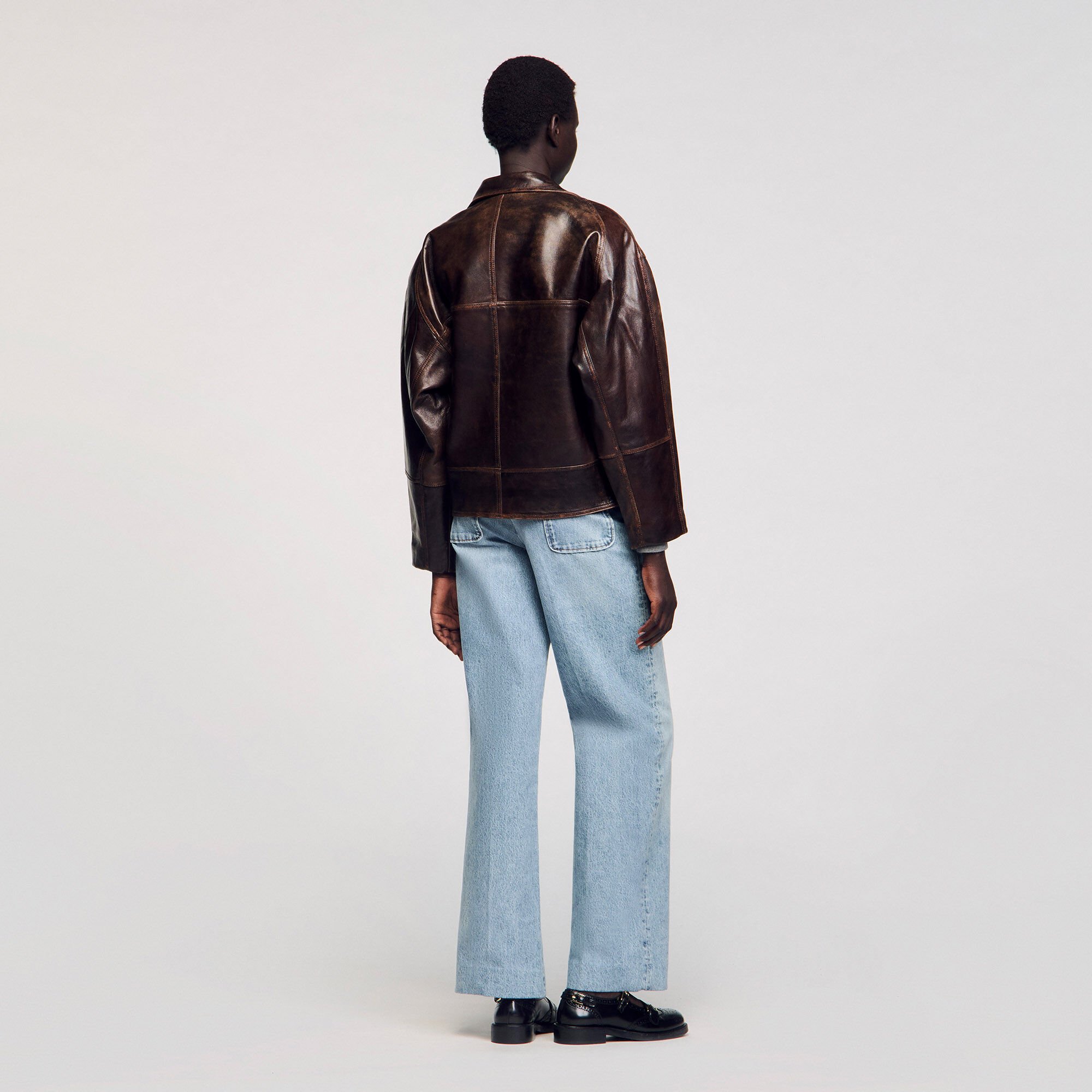 Giubbotto in pelle oversize