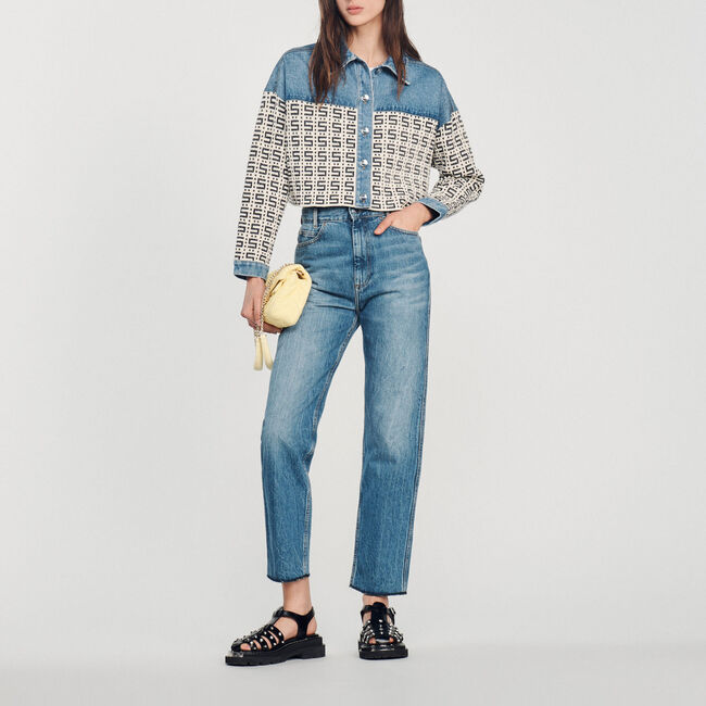 Cardigan-cappotto corto in denim