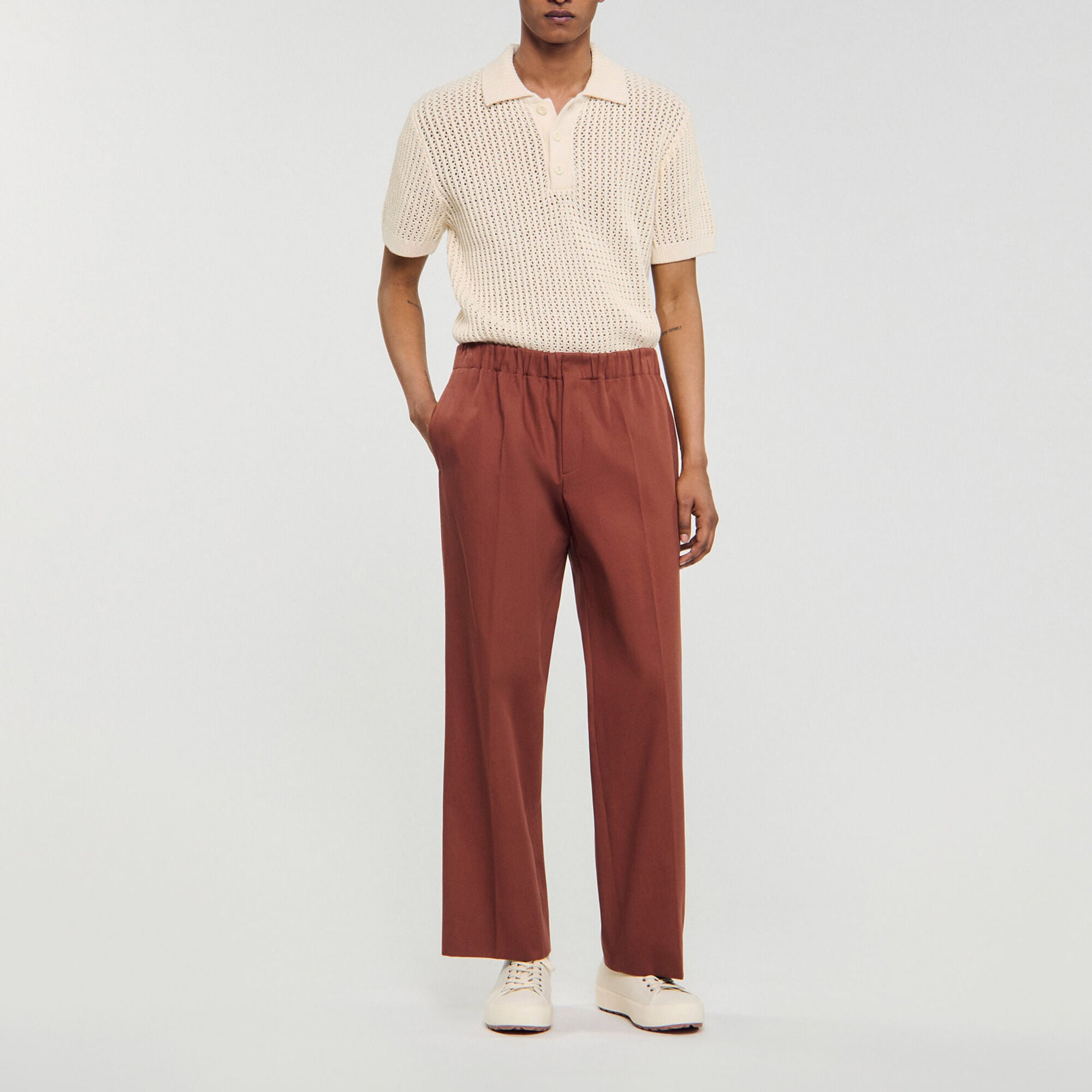 Pantaloni larghi in cotone elasticizzato - Uomo | Sandro