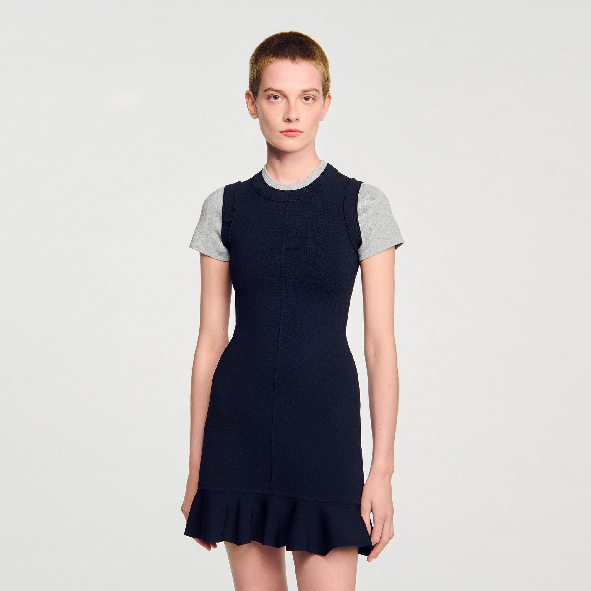 Abito corto in maglia 2 in 1