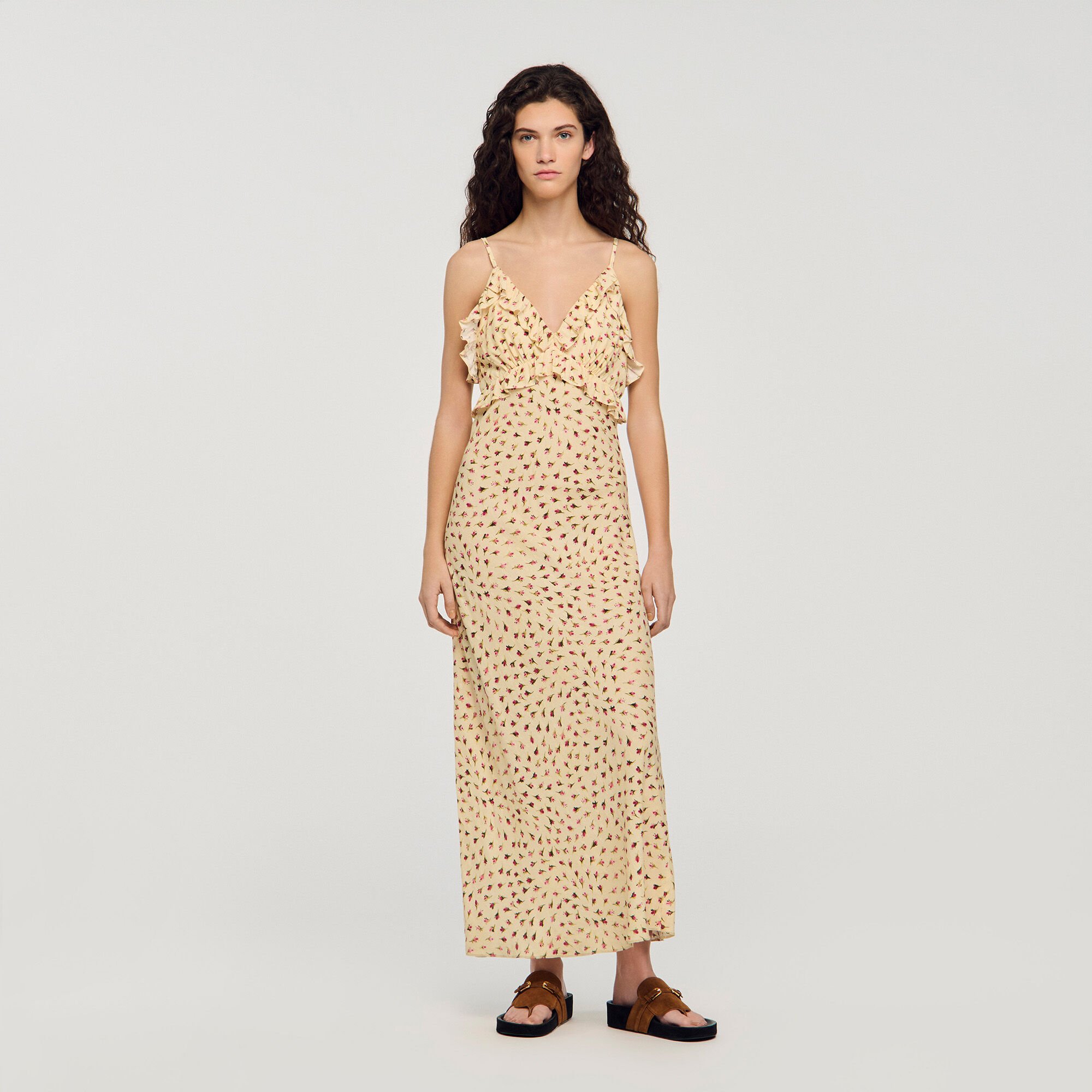 Abito lungo con stampa a fiori