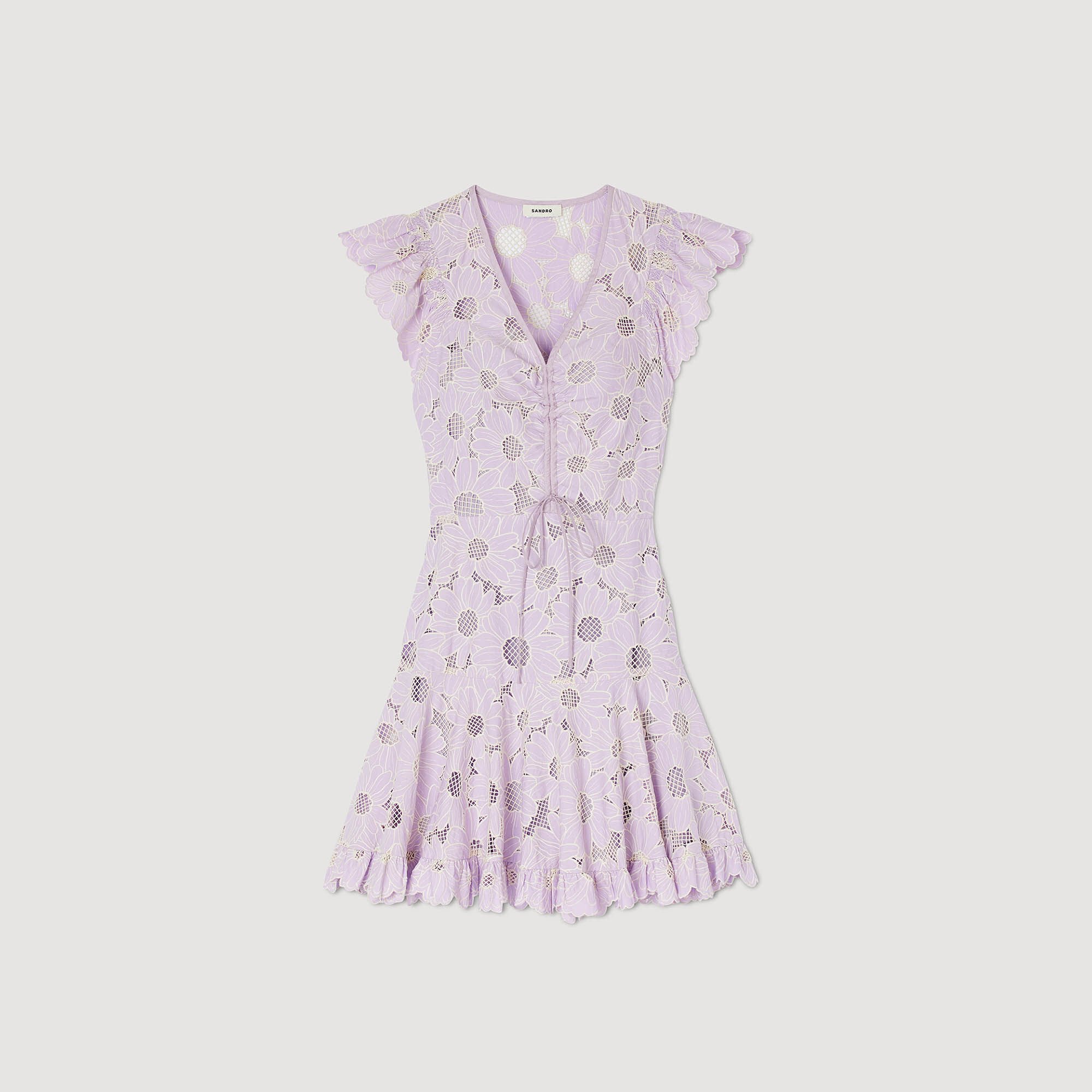 Abito corto con margherite in guipure