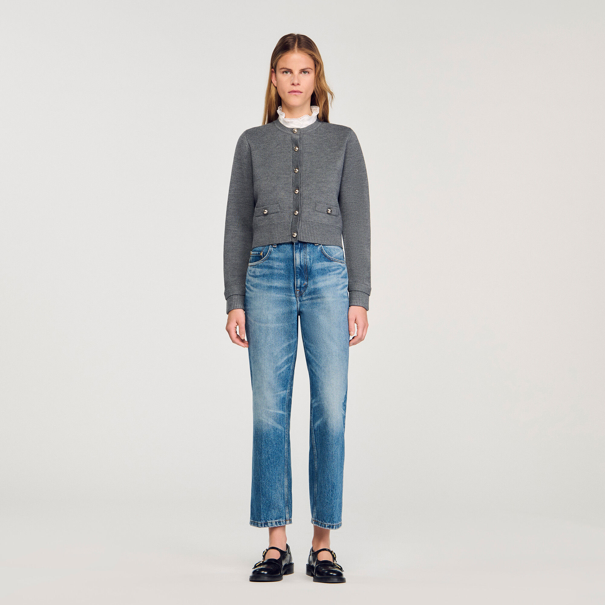 Cardigan colletto volant rimovibile