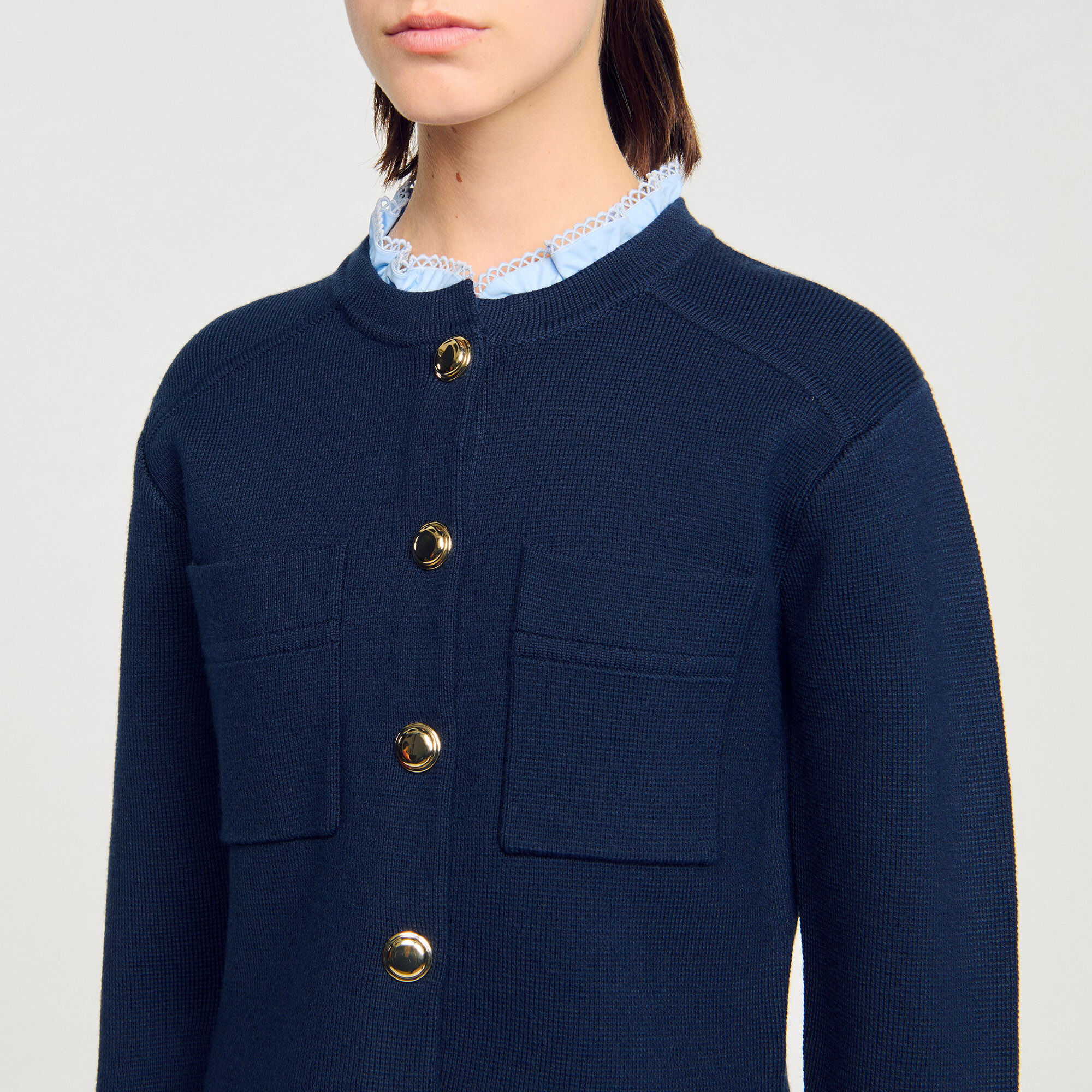 Cardigan colletto volant rimovibile
