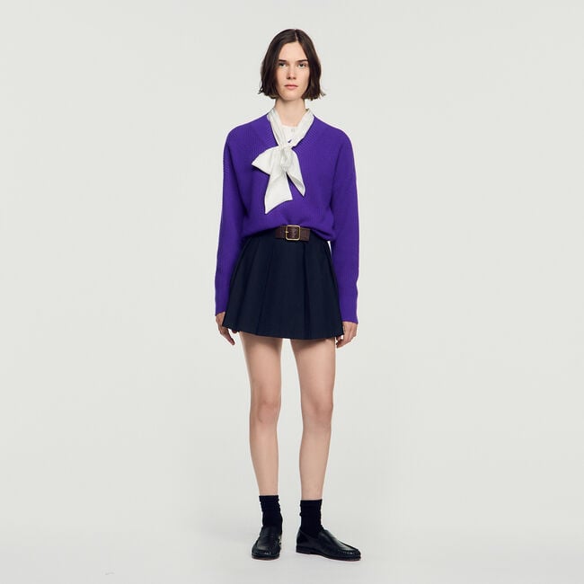 Gonna corta plissettata in lana - Donna | Sandro