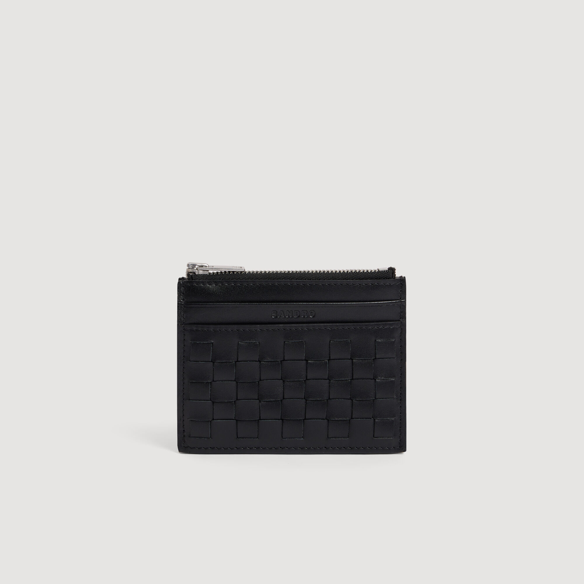 Portacarte zip in pelle intrecciata - Uomo | Sandro