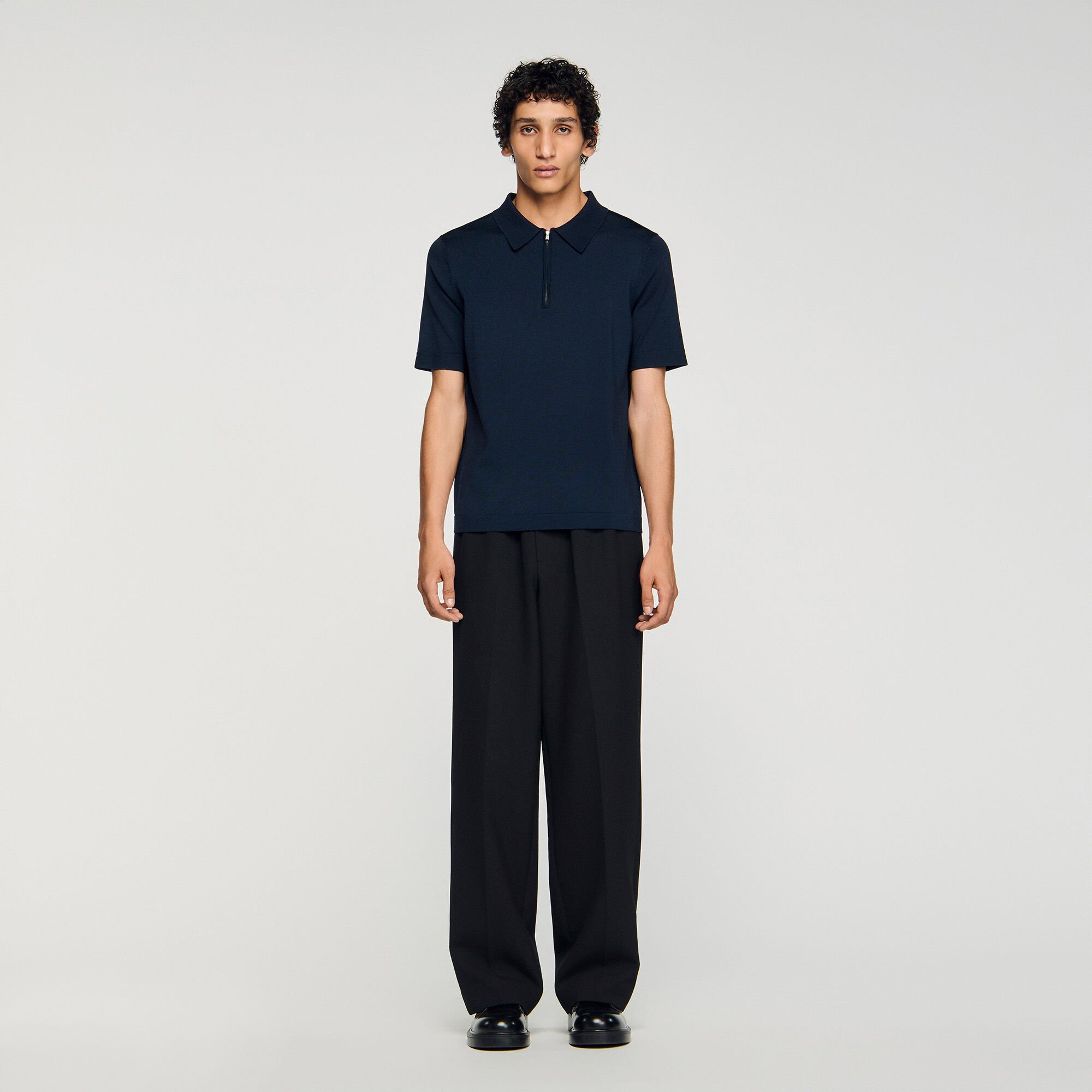 Polo in maglia con colletto con zip