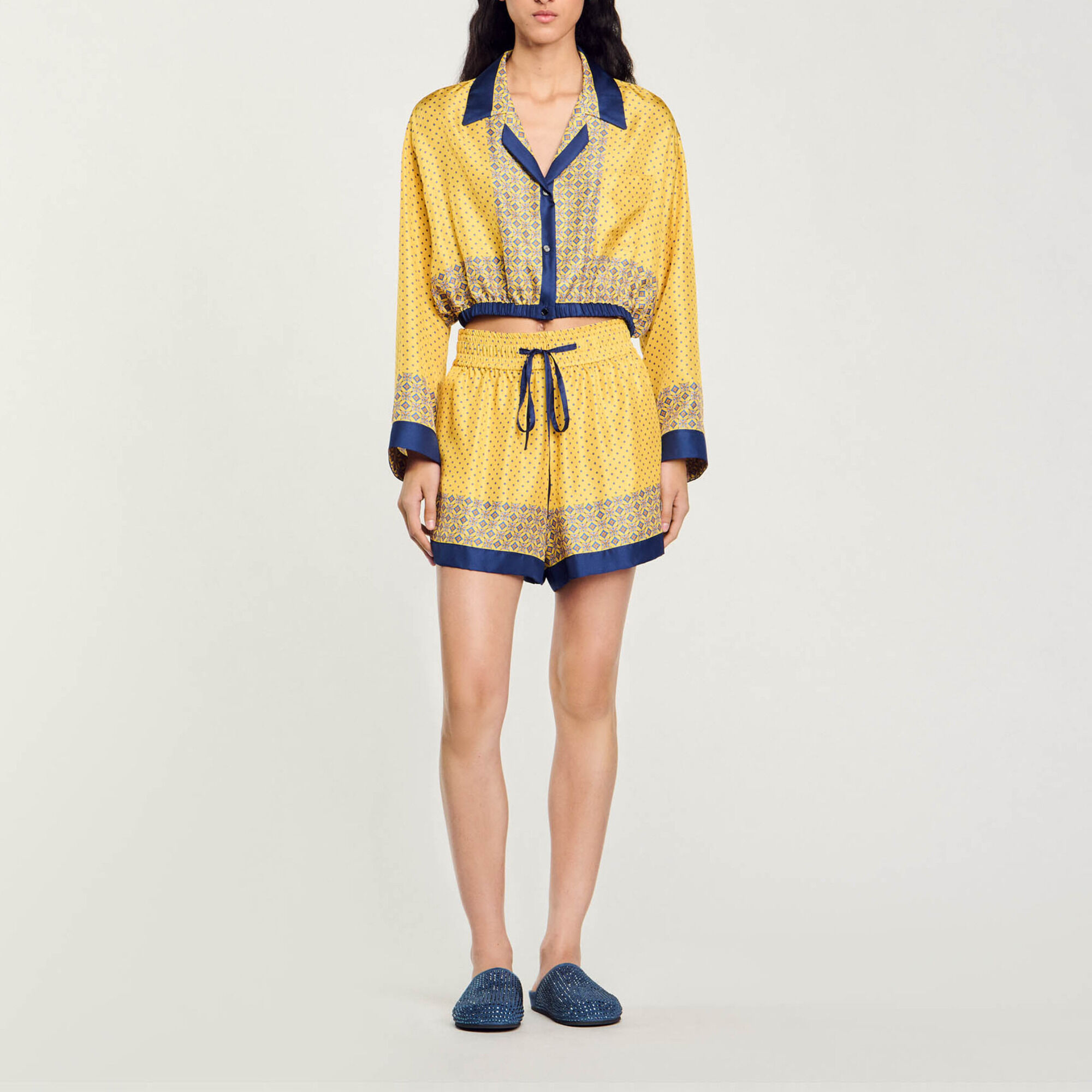 Shorts fluidi en seta con stampa - Donna | Sandro