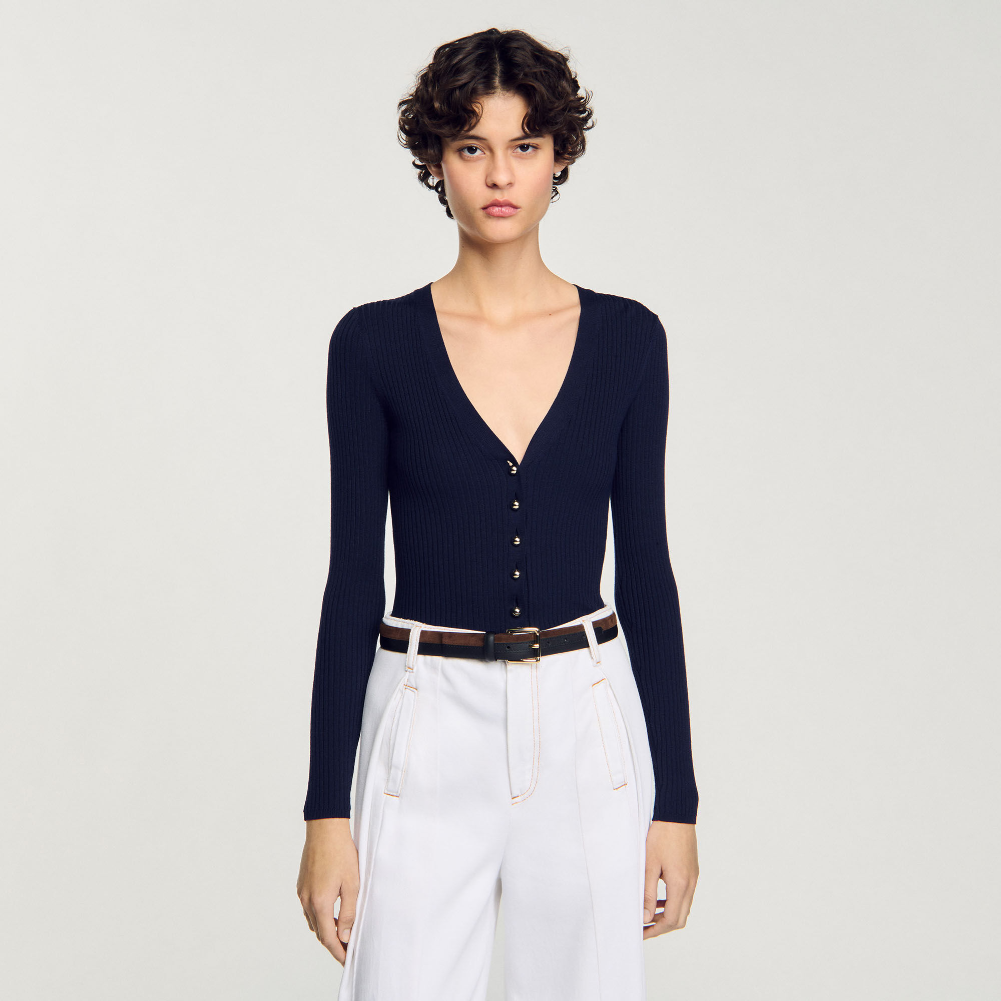 Cardigan in maglia a coste