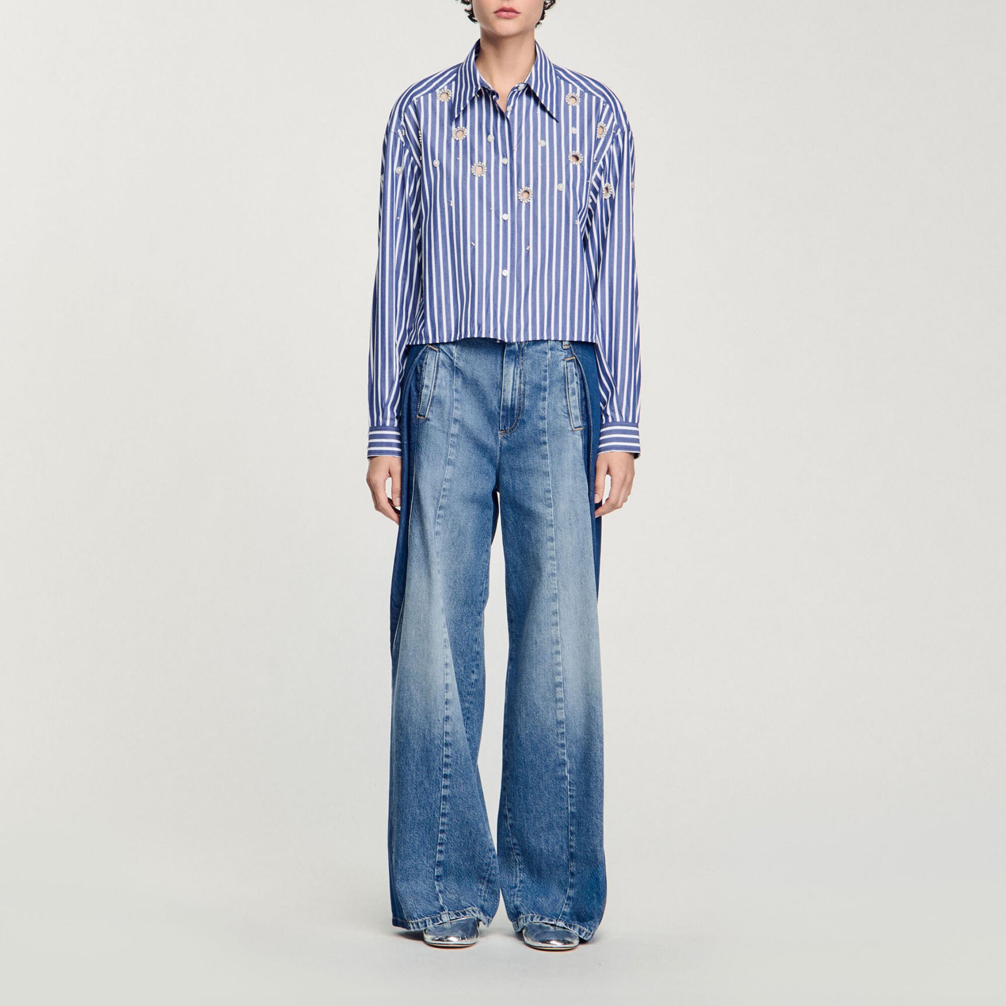 Camicia a righe con perline - Donna | Sandro