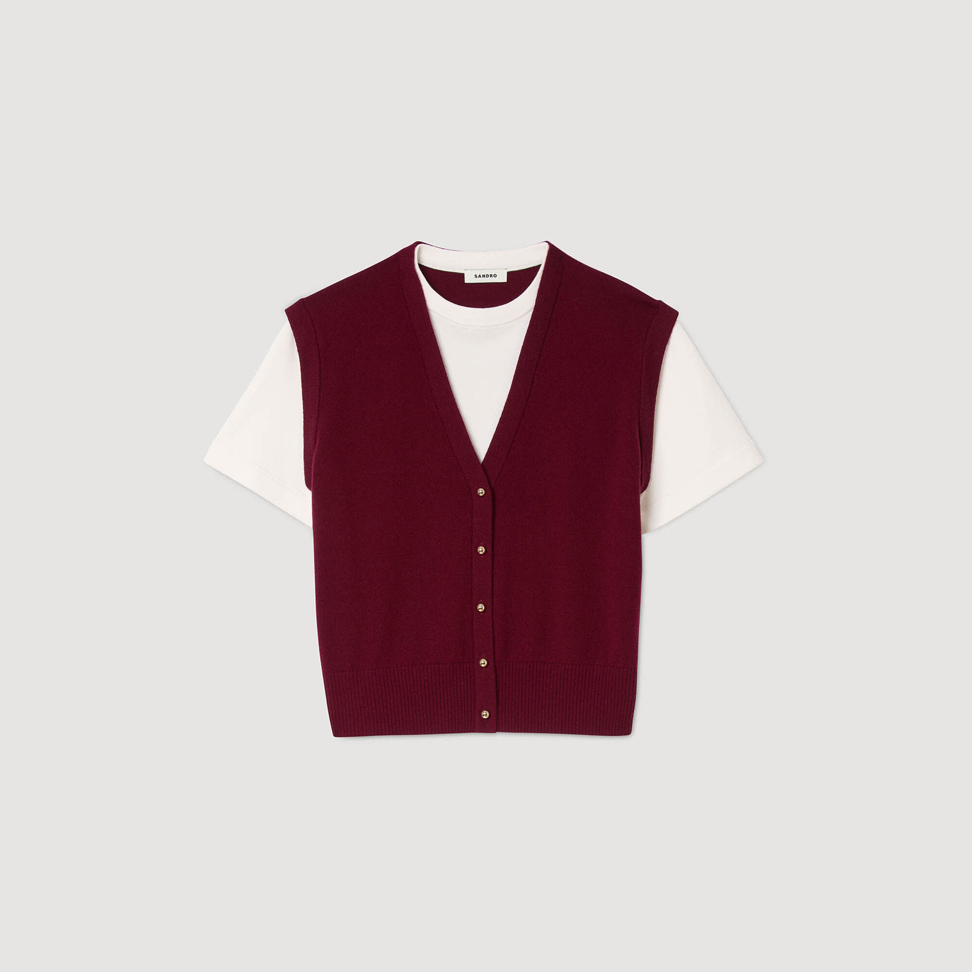 Maglione bicolor in lana e cashmere