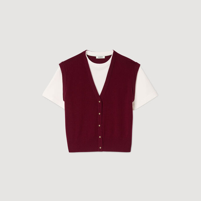 Maglione bicolor in lana e cashmere