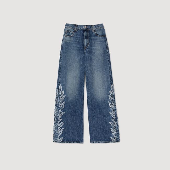 Jeans svasati con fiamme