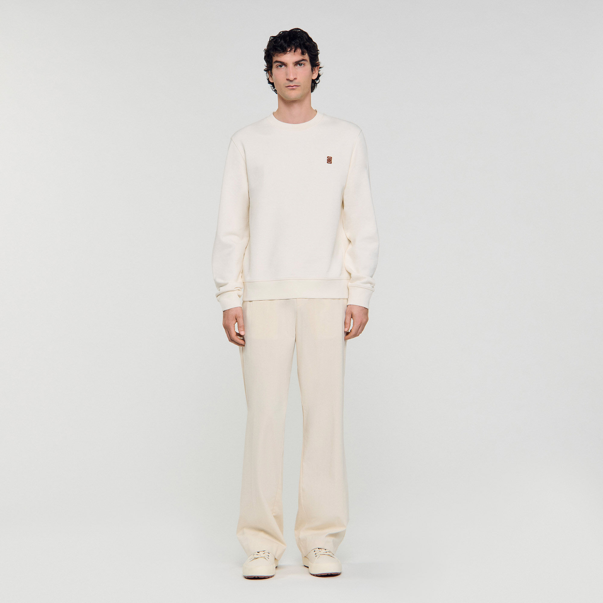 Felpa oversize con inserto in pelle