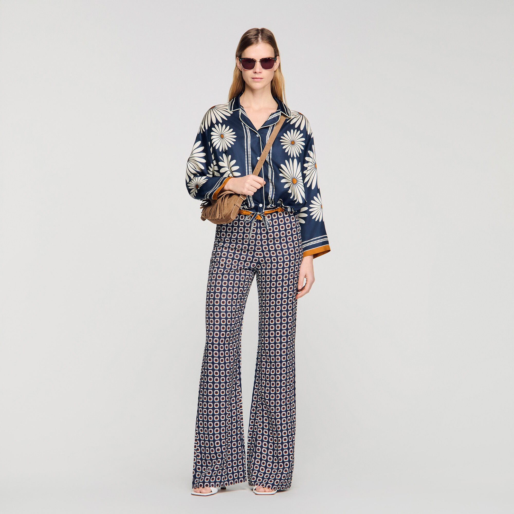 Camicia in seta con stampa a fiori