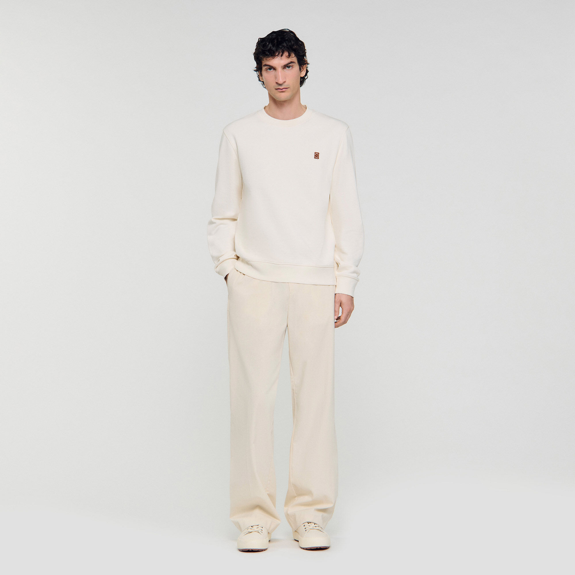 Felpa oversize con inserto in pelle