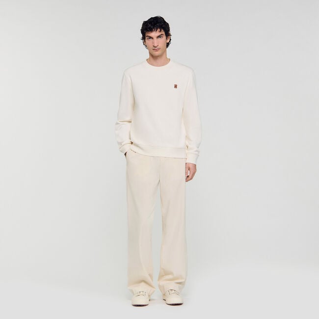Felpa oversize con inserto in pelle