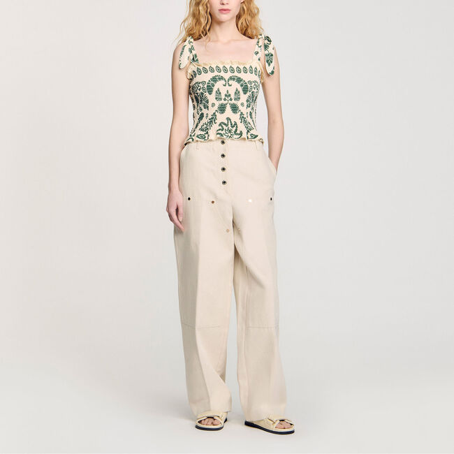 Top a punto smock stampa floreale