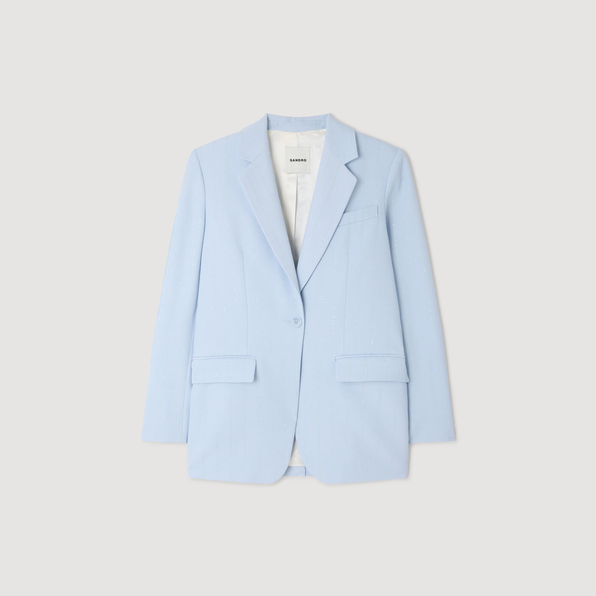 Giacca tailleur rigata con lustrini