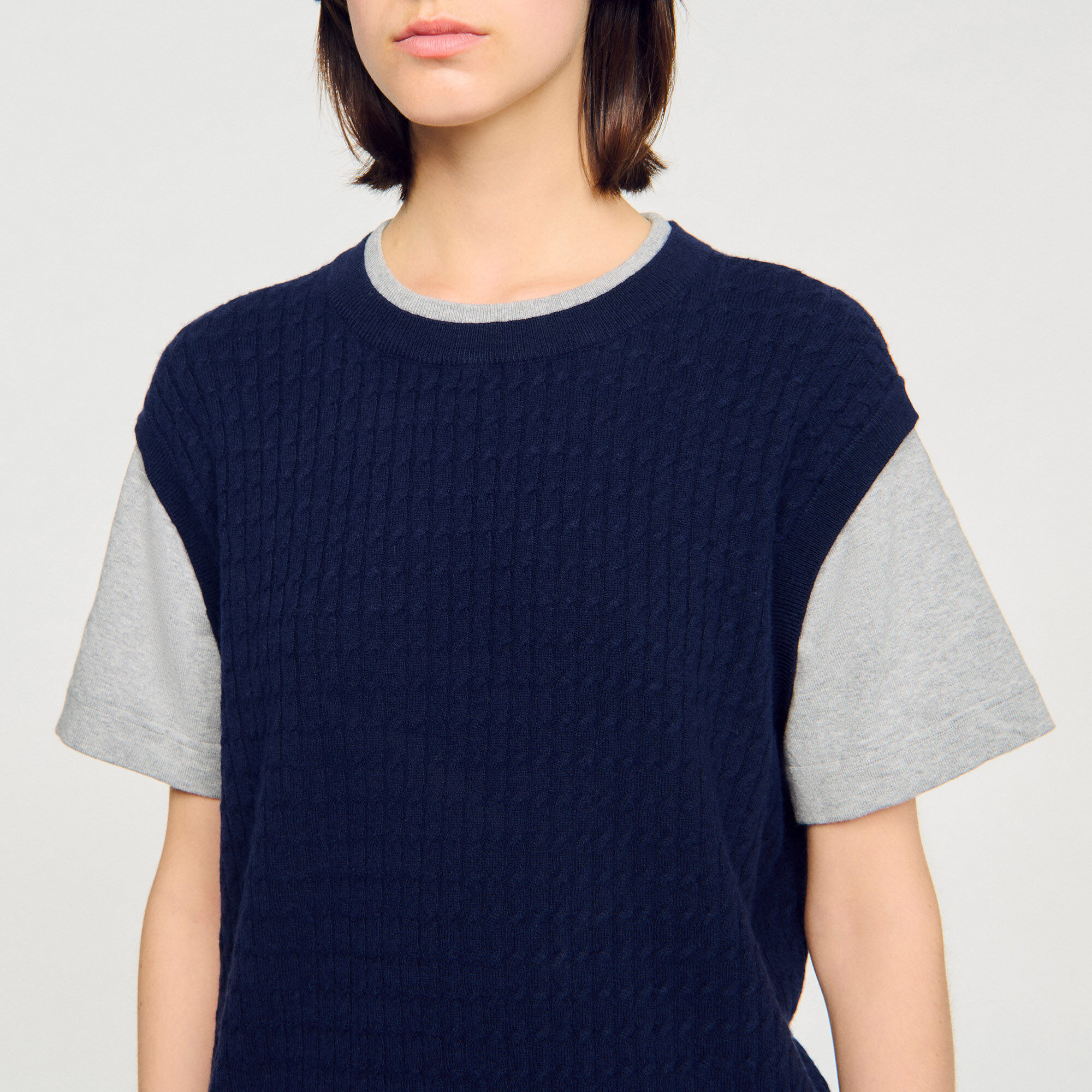 Maglione in maglia bimateriale