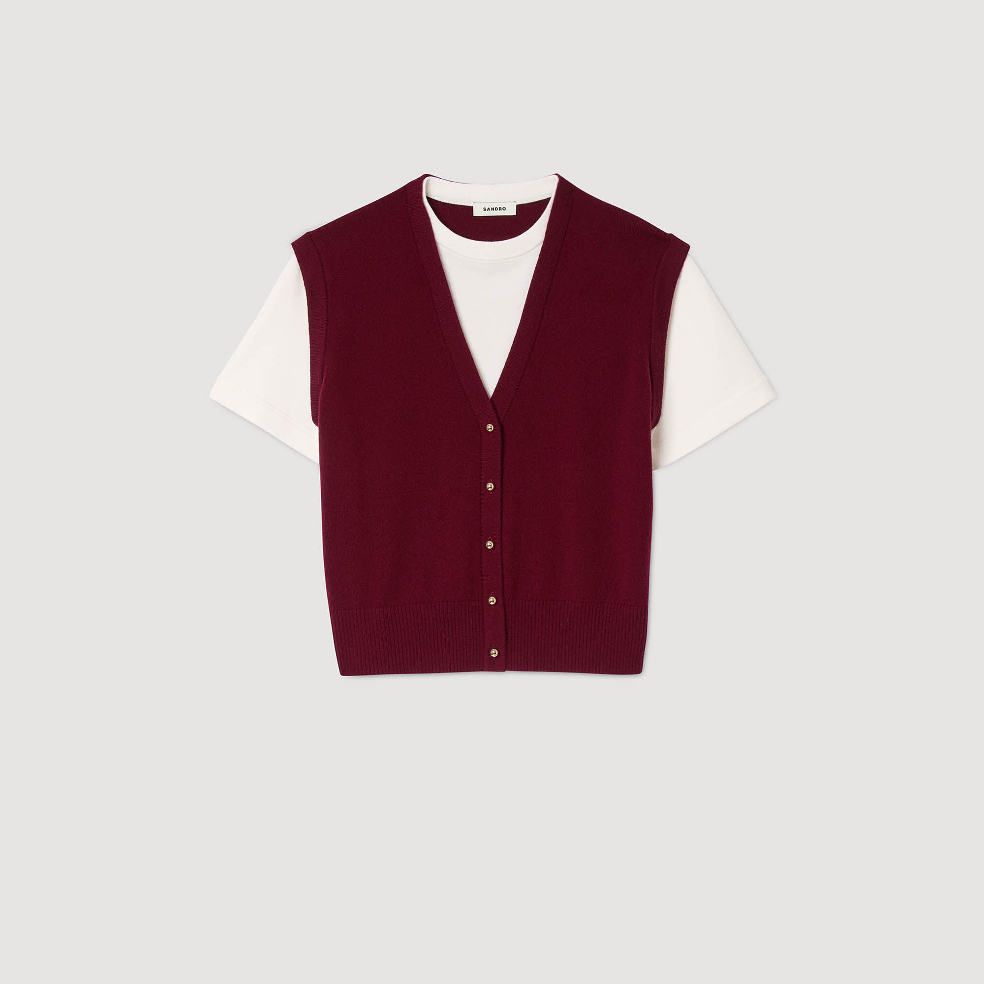 Maglione bicolor in lana e cashmere