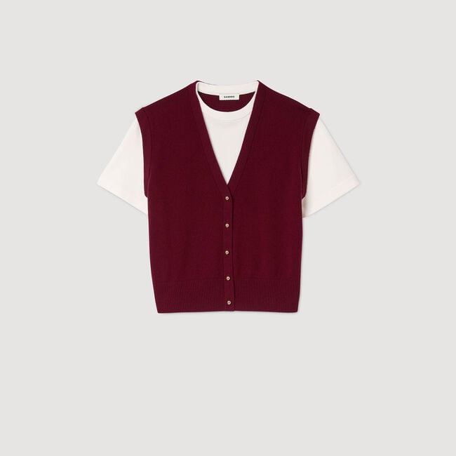 Maglione bicolor in lana e cashmere