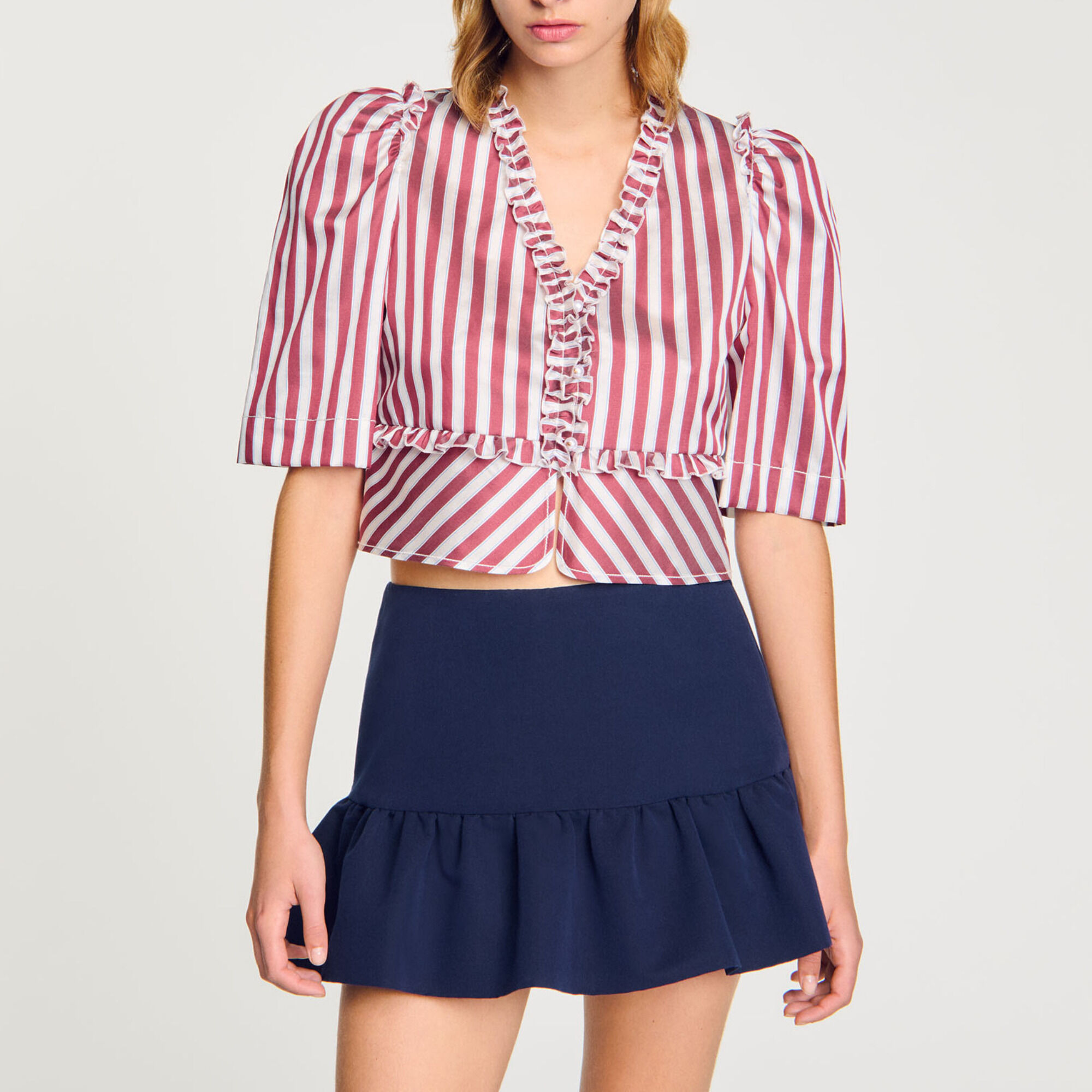 Camicia a righe con volant