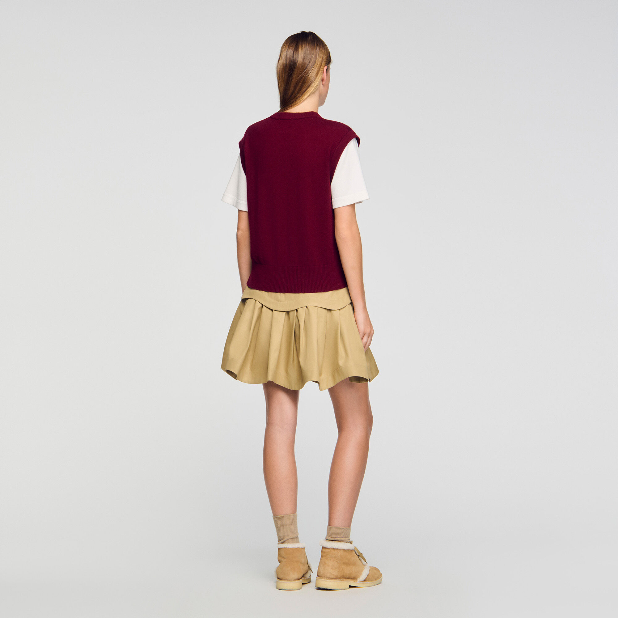 Maglione bicolor in lana e cashmere