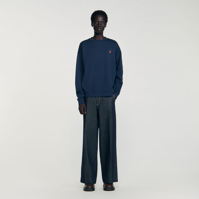 Felpa oversize con inserto in pelle