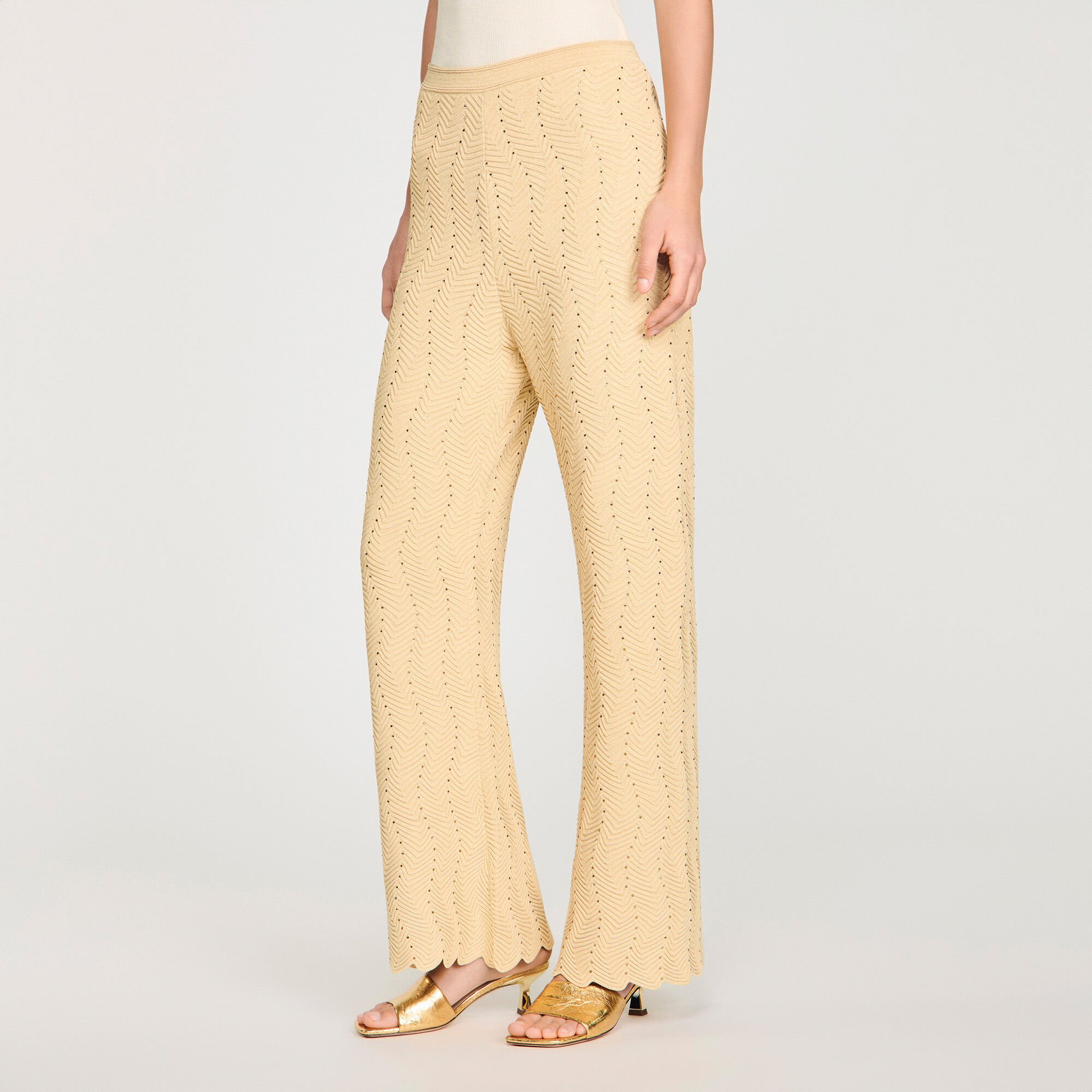 Pantaloni in maglia strassata