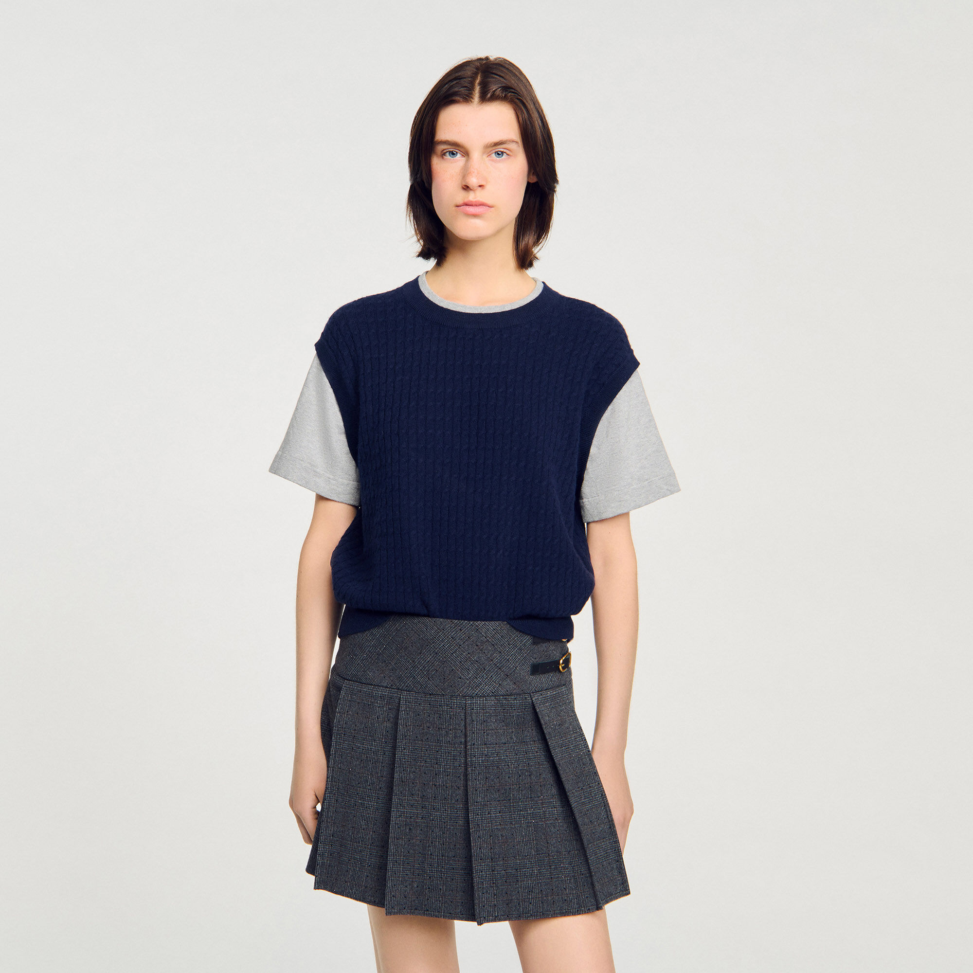 Maglione in maglia bimateriale