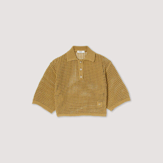 Pullover corto in maglia a rete