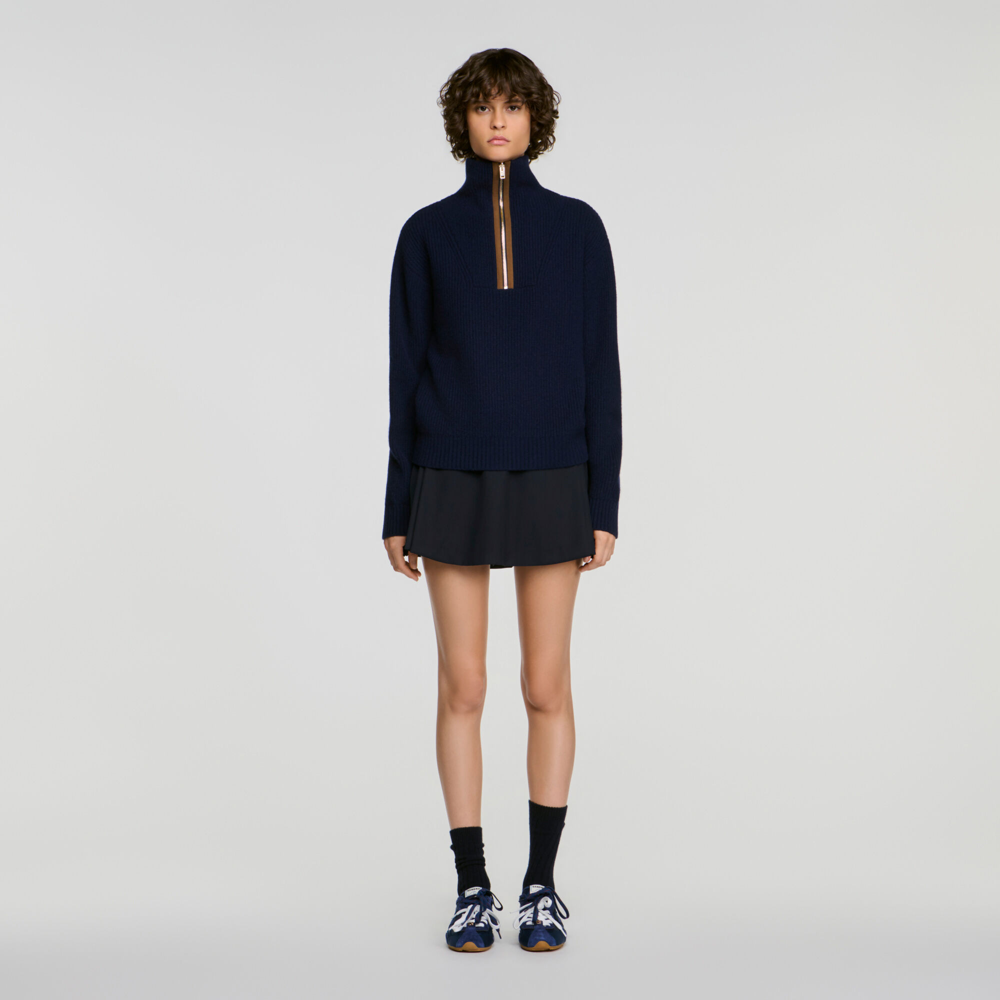 Maglione mezza zip lana e cashmere - Donna | Sandro