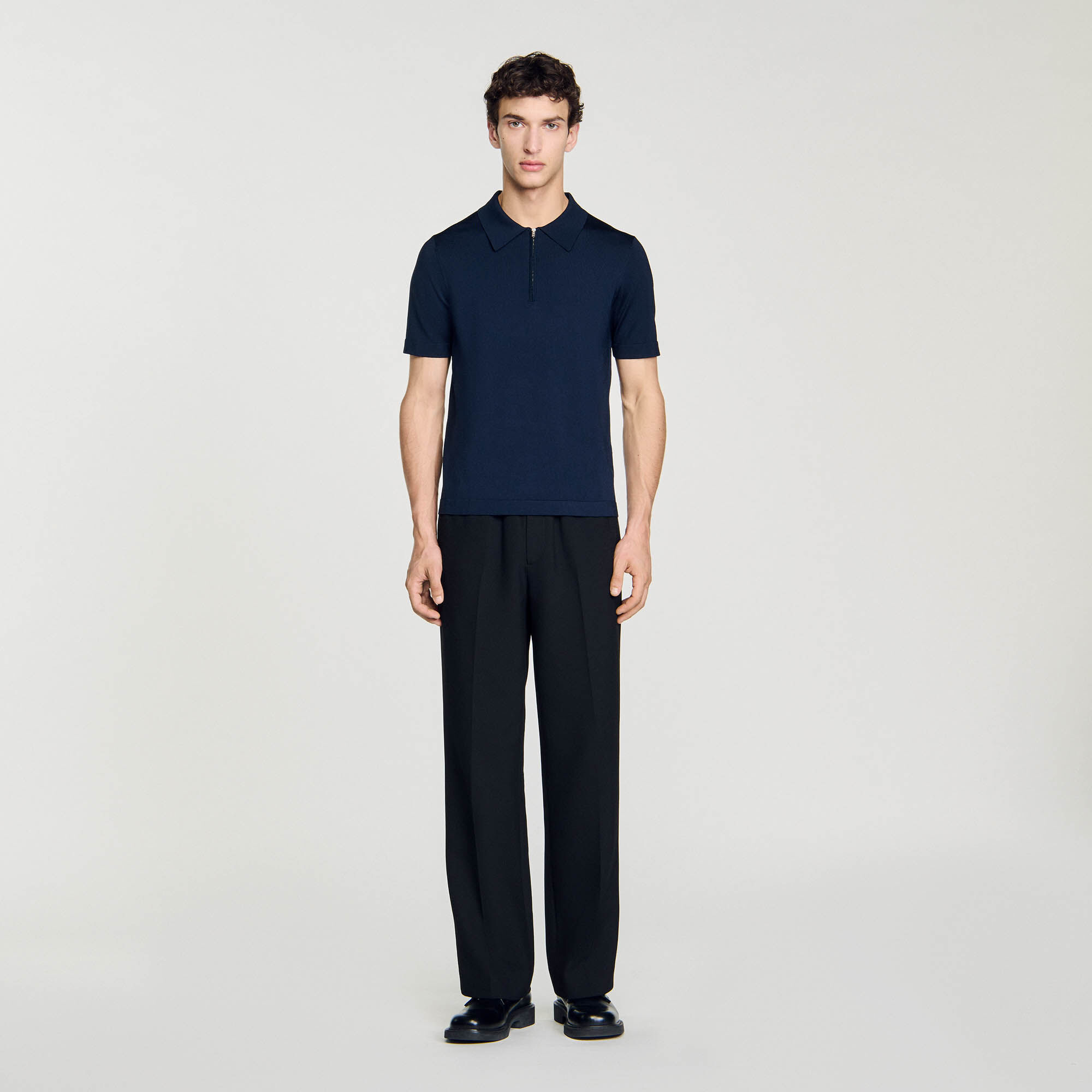 Polo in maglia con colletto con zip