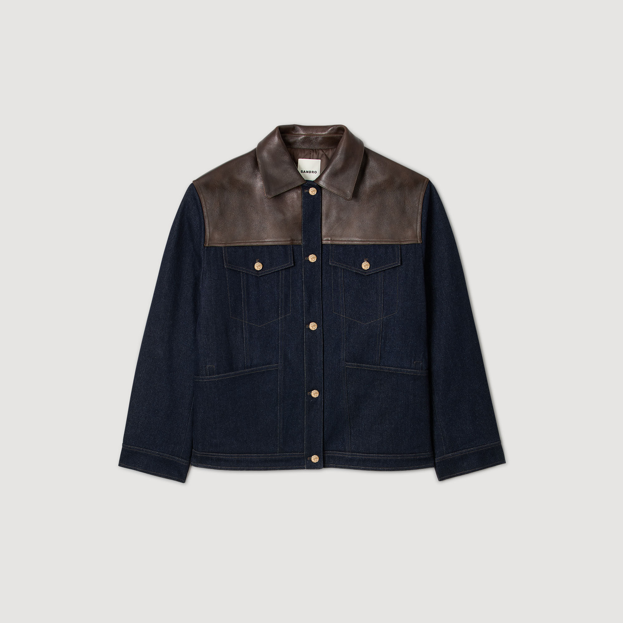 Giubbotto in denim e pelle