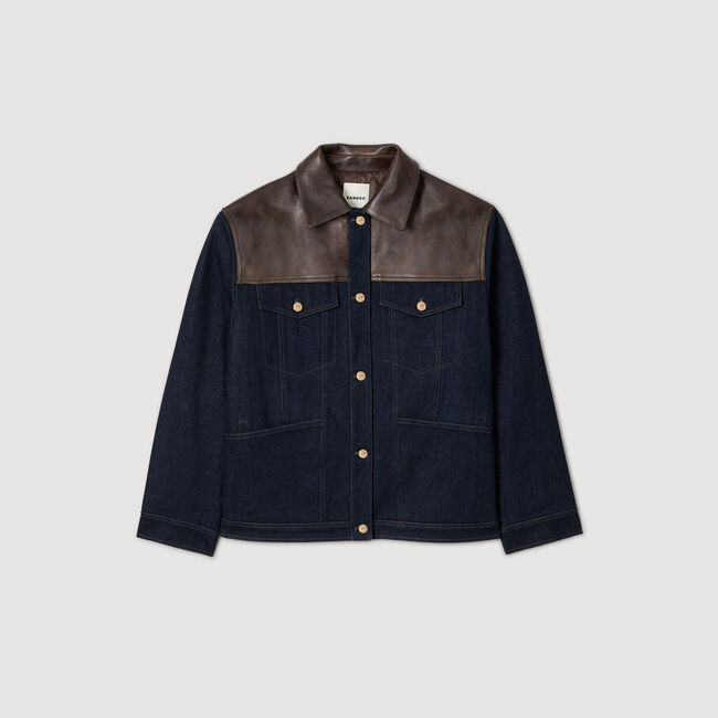 Giubbotto in denim e pelle