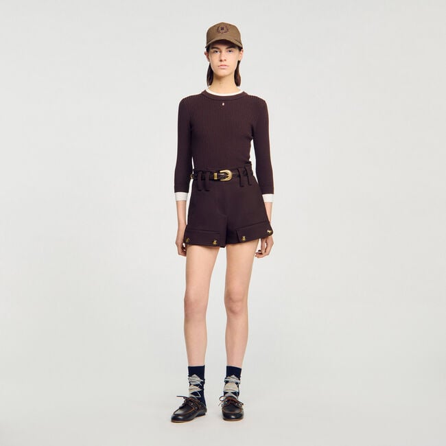 Maglione trompe l'œil in lana mista