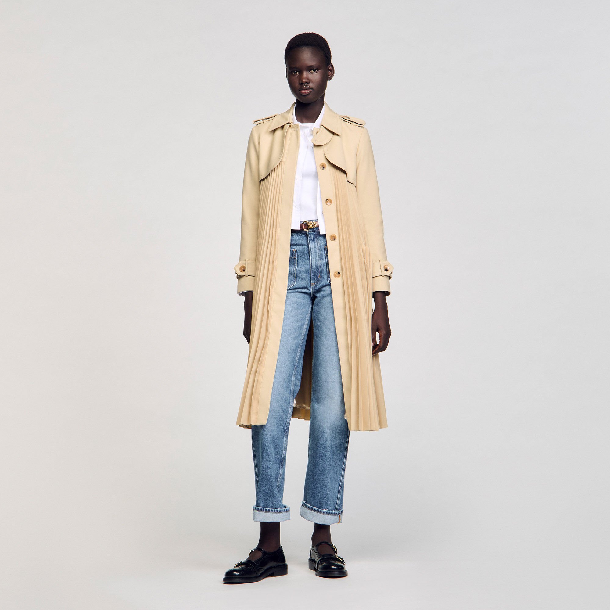 Trench plissettato con cintura