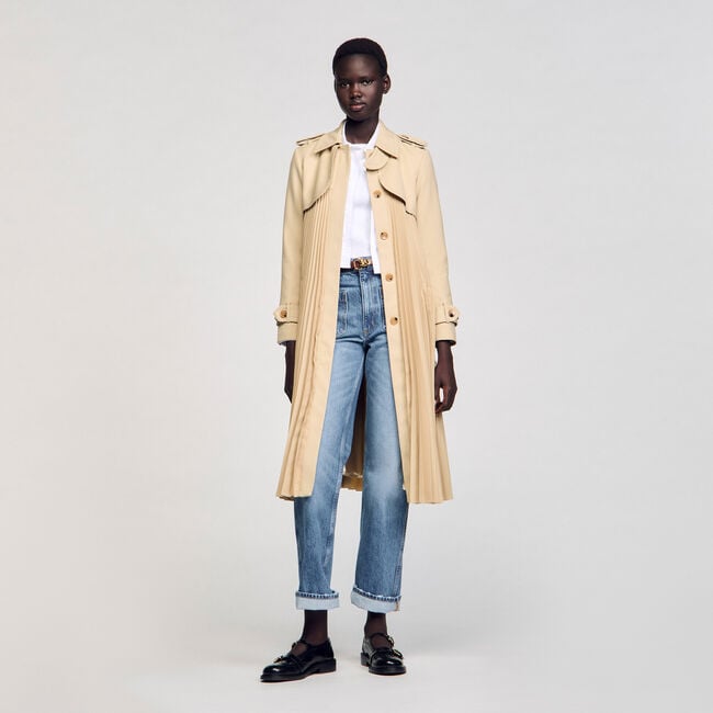 Trench plissettato con cintura