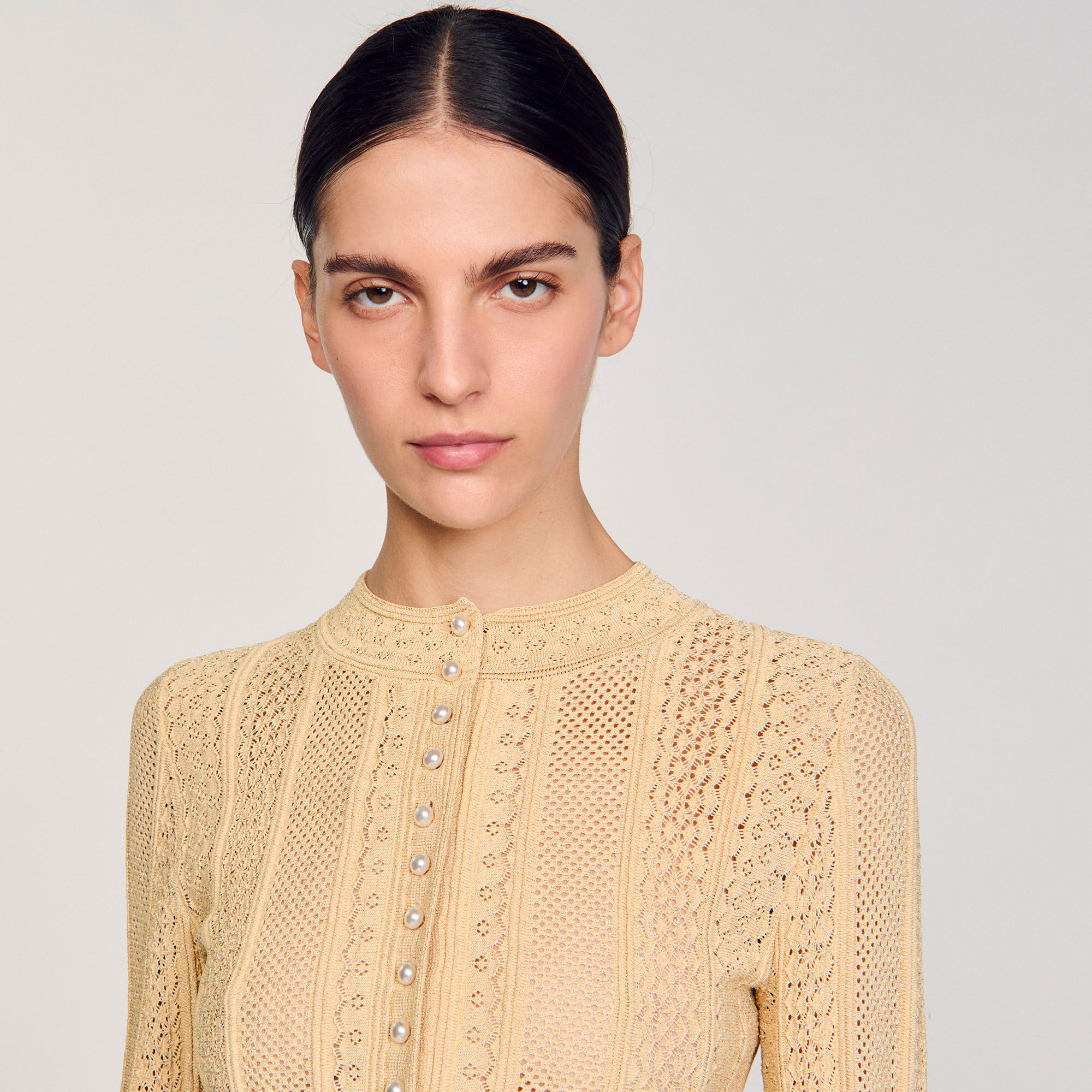 Cardigan in maglia pointelle