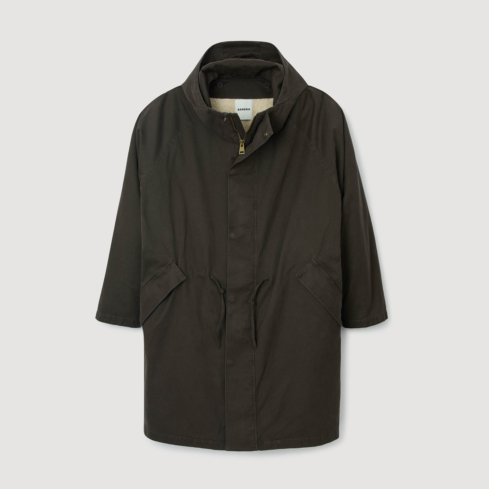 Parka oversize in cotone e lana