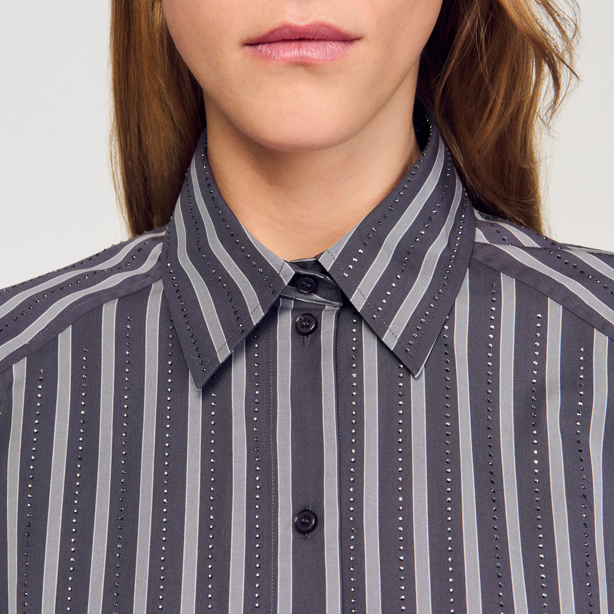 Camicia oversize a righe glitterata