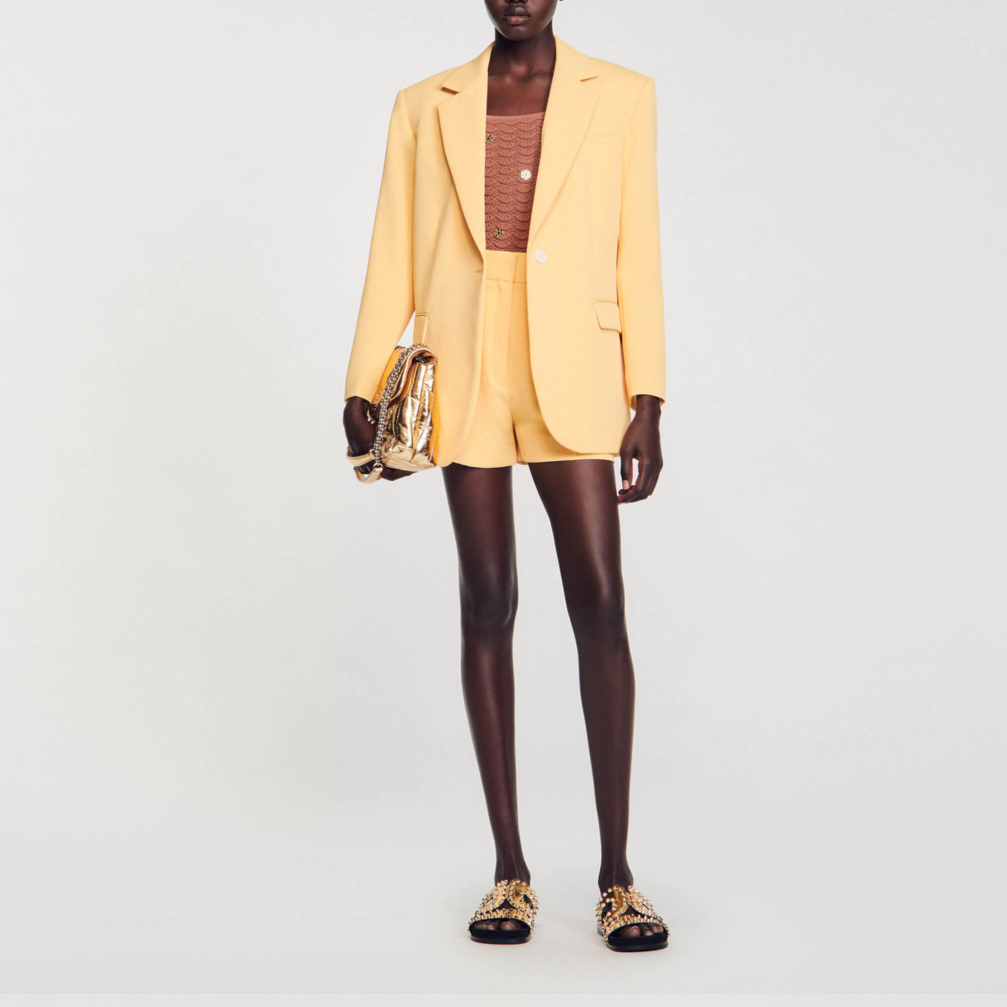 Giacca da tailleur giallo arancione da donna Sandro Paris
